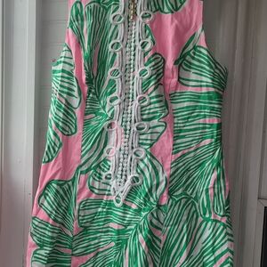 Lilly Pulitzer Pink and Green Mini Dress with White Trim